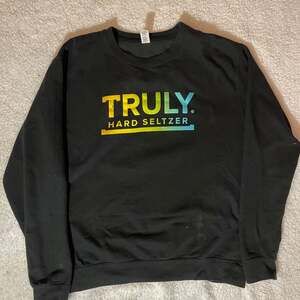 AWDis Just Hoods Truly Hard Seltzer Black Crewneck Sweatshirt Size Small
